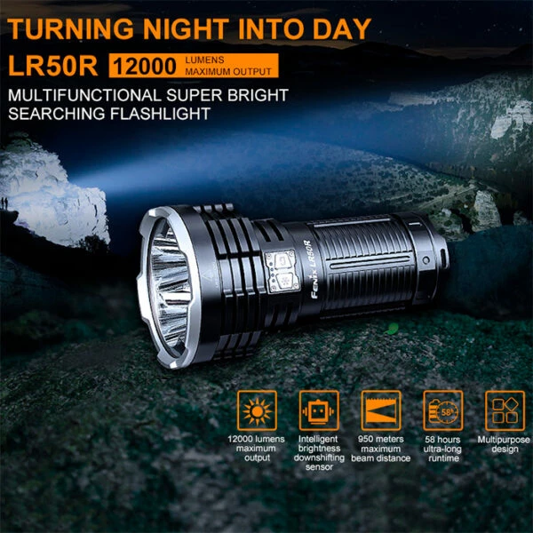 Wholesale ๐ Boating Flashlights Fenix LR50R Super Bright Search Light | 12,000 Lumens ๐ 8 Wholesale ๐ Boating Flashlights Fenix LR50R Super Bright Search Light | 12,000 Lumens ๐ - Image 6